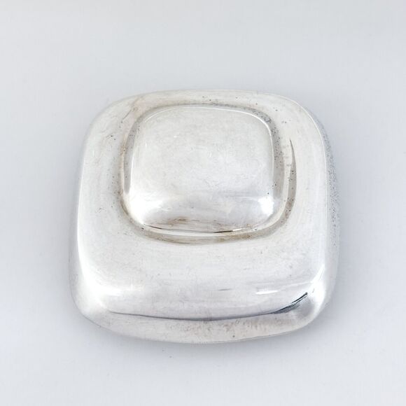 Vintage Mexico Sterling Silver 925 4.5cm Modernist Rounded Square Pendant - Picture 2 of 8